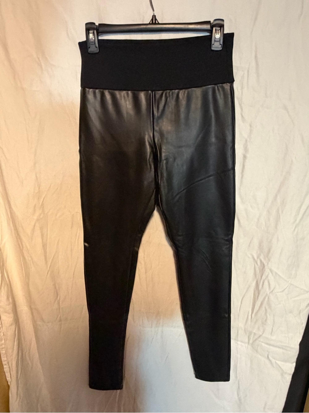 Assets by Spanx Black Faux Leather High-Waist Leggings